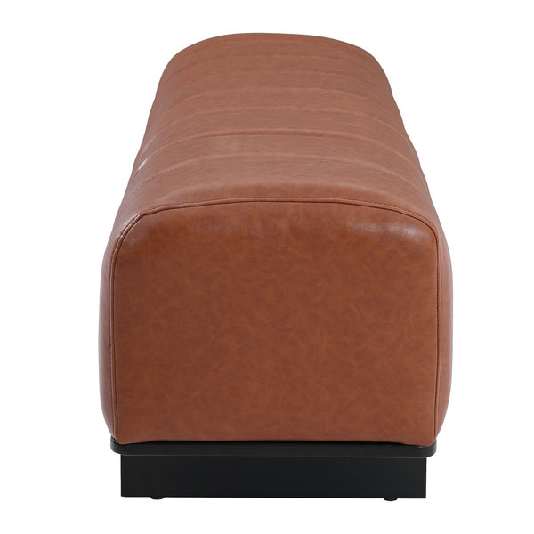 English Elm Indoor Channel Tufted Chenille Upholstered Bench Rubberwood Legs Entryway Dining Brown N779P367309R