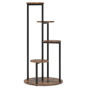 English Elm Sturdy Rotating Corner Plant Stand Four Tier Metal Frame for Indoor Living Spaces T3971P458237