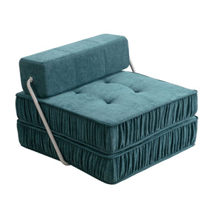 English Elm Green Chenille Floor Sofa Convertible Futon Chair with Modular Sleeping Support Green W3612P376637