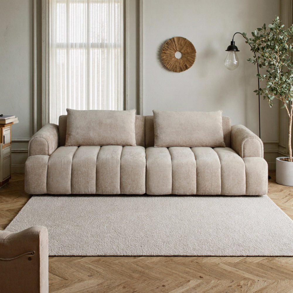 English Elm Modern Chenille Velvet Sectional Sofa Tufted Arc Design for Living Room Apartment W2664S00003