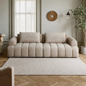 English Elm Modern Chenille Velvet Sectional Sofa Tufted Arc Design for Living Room Apartment W2664S00003