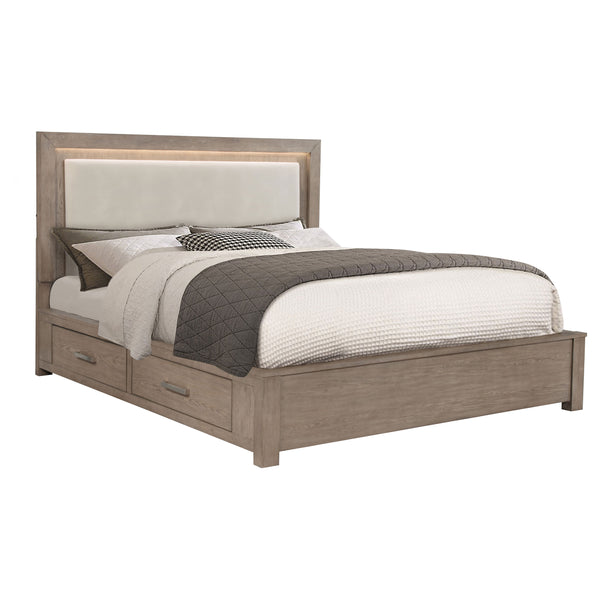 English Elm Gibbons California King Storage Bed with Led Headboard and Four Underbed Drawers B062S01829