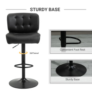 English Elm Homcom Set Of 2 Adjustable Bar Stools With Thick Cushions And Metal Footrest For Home Bars, Black W2225P217131