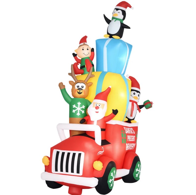 English Elm Christmas Inflatable Santa Six Foot Yard Decor with Rotating Multicolor Light Show T3971P414213
