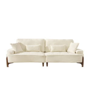 English Elm 103 Luxurious Cloud Velvet Sofa with High-Elastic Sponge Cushion, Deep-Seated Comfort for Living Spaces Beige W2290S00008