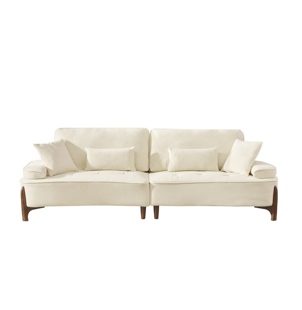 English Elm 103 Luxurious Cloud Velvet Sofa with High-Elastic Sponge Cushion, Deep-Seated Comfort for Living Spaces Beige W2290S00008