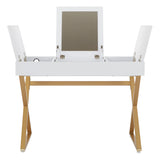 OSP Home Furnishings Juliette Vanity Desk White Top/Gold Legs