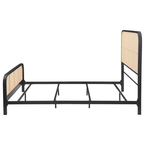 English Elm Randall Queen Bed Black Metal Frame Woven Cane Panels Bohemian Coastal Bedroom B062P447775