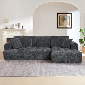 English Elm Chenille L-Shape Luxury Sectional Sofa - Oversized Modern Couch With No Assembly For Instant Comfort W2339S00080