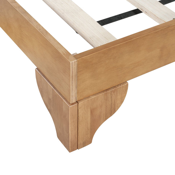 English Elm Christopher Knight Home® - Premium Pine Wood Queen Bed Frame With Upholstered Headboard - Mid-Century Modern Style & Durability N770P345991N_N770P345992N