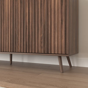 English Elm Sideboard Walnut Credenza with Hexagonal Doors and Adjustable Shelves for Dining Areas W409P327406