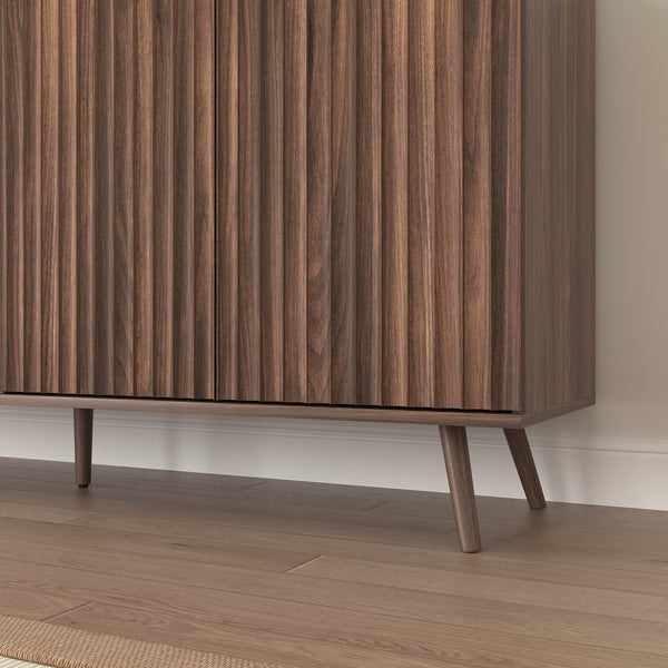 English Elm Sideboard Walnut Credenza with Hexagonal Doors and Adjustable Shelves for Dining Areas W409P327406