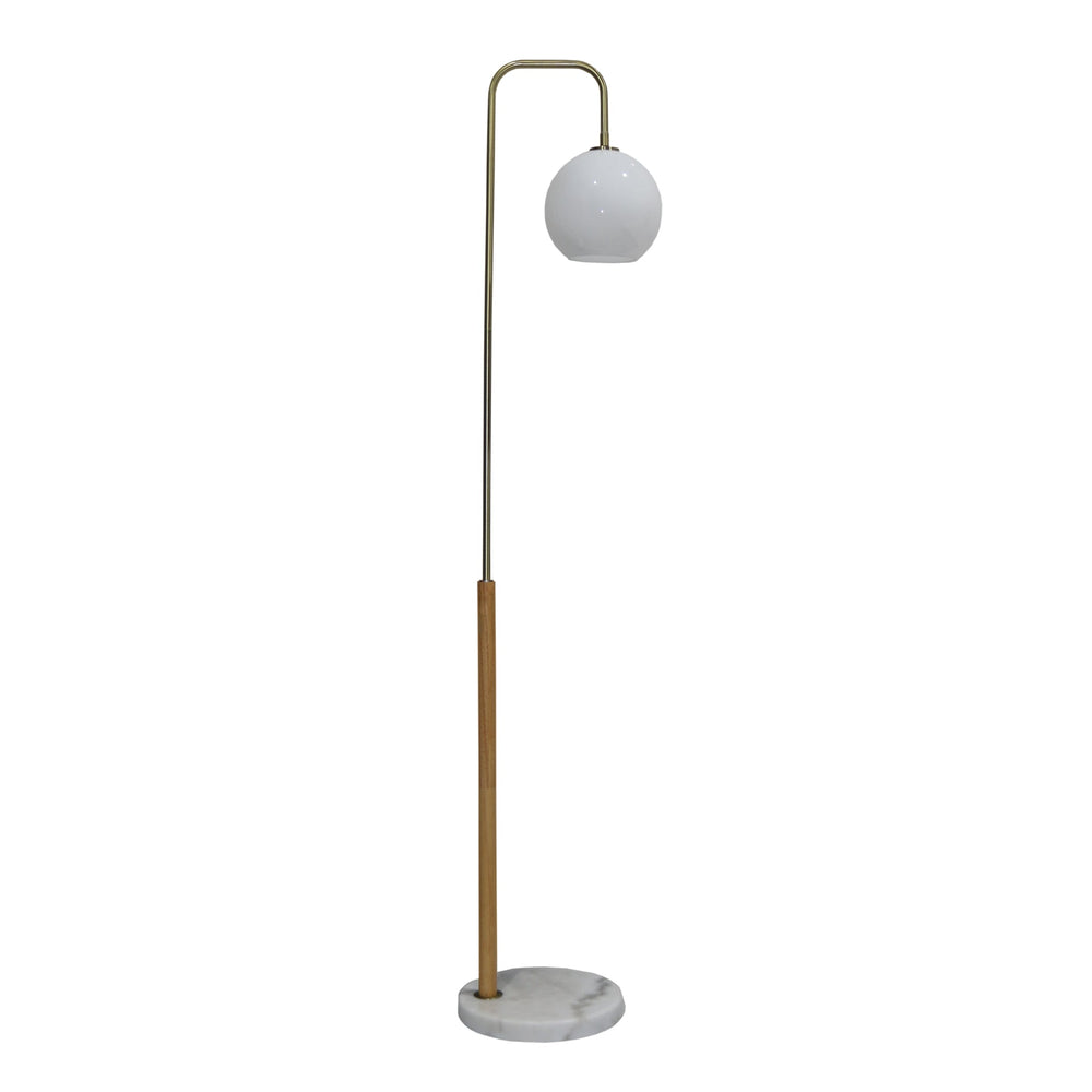 English Elm Ashcroft Furniture - Tall Corner Floor Lamp - Elegant White Shade, Marble Base For Cozy Lighting In Living Rooms & Offices B183P315098