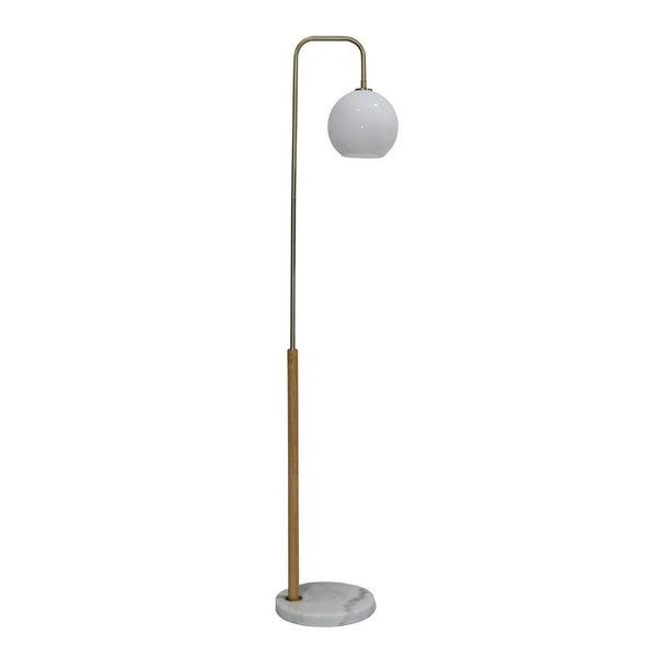 English Elm Ashcroft Furniture - Tall Corner Floor Lamp - Elegant White Shade, Marble Base For Cozy Lighting In Living Rooms & Offices B183P315098