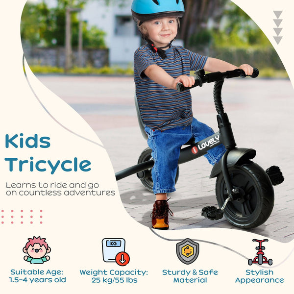 English Elm Qaba Steel Frame Kids Tricycle with Bell Eva Wheels and Ergonomic Seat for Indoor Outdoor W2225P200413