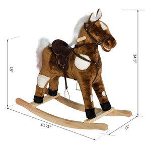 English Elm Qaba Plush Rocking Pony for Toddlers with Sound Effects and Padded Saddle Playroom Fun W2225P217689