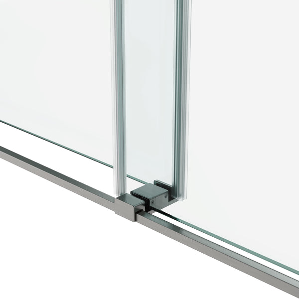 English Elm 60*76" Frameless Double Sliding Shower Door with 10mm SGCC Tempered Glass, Leak‑Free 304 Stainless Steel Brushed Nickel T3177P320589