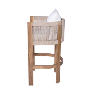 English Elm Christopher Knight Home® - Matera Teak & Beige Barstool Set of 2 – Acacia Wood, Rope Cording, Wraparound Back for Outdoor/Indoor seating N775P255942T