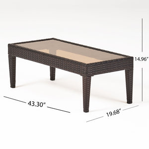 English Elm Christopher Knight Home® - ANTIBES RATTAN LOVESEAT SET WITH SIDE TABLE – Weatherproof PE Wicker, Iron Frame, Compact Patio Seating Brown 57088.00SET