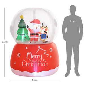 English Elm Outsunny 5.5Ft Inflatable Christmas Crystal Ball With Santa & Reindeer, Led Lights For Festive Decor W2225P249950-GIGA