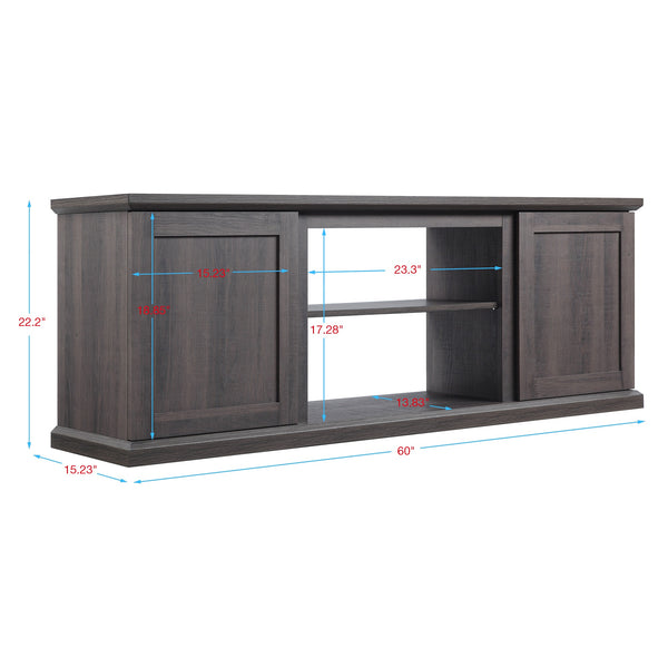 English Elm Franklin 60" TV Stand with Soft-Close Doors and Concealed Shelves for Elegant Media Storage Brown B365P398320