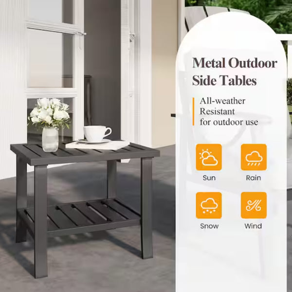 English Elm 8-piece Outdoor Conversation Set 9 Seat Steel Patio Sofa with Thick Cushions Tables Grey+Black B082S00130