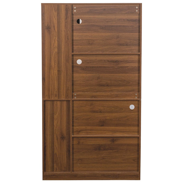 English Elm 70.87" Tall Kitchen Pantry Cabinet – Multi-Functional Storage With Glass Door, Drawers & Microwave Stand W331S00197