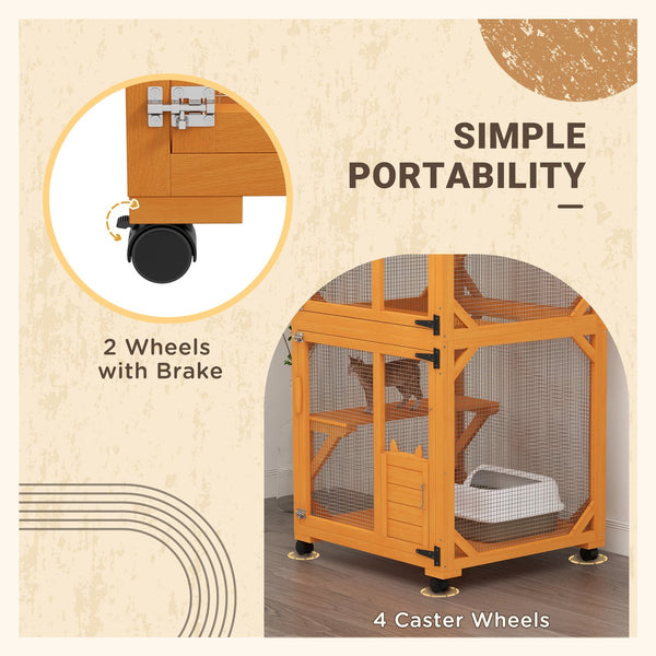 English Elm Pawhut Five Tier Ferret Chinchilla Habitat Steel Wire Enclosure with Hammock Rolling Base W2225P173767
