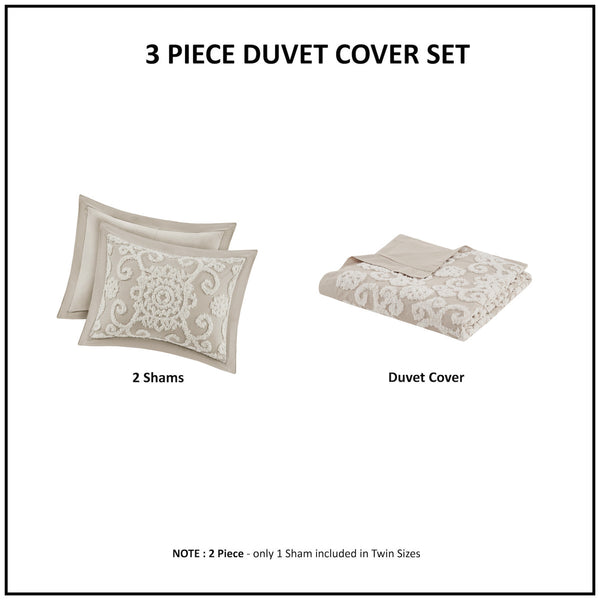 English Elm Cotton Suzanna Duvet Cover Mini Set Full/Queen — Tufted Medallion Chenille Embroidery, OEKO-TEX Certified taupe 17.32 L x 15.35 W x 5.51 H B03595778