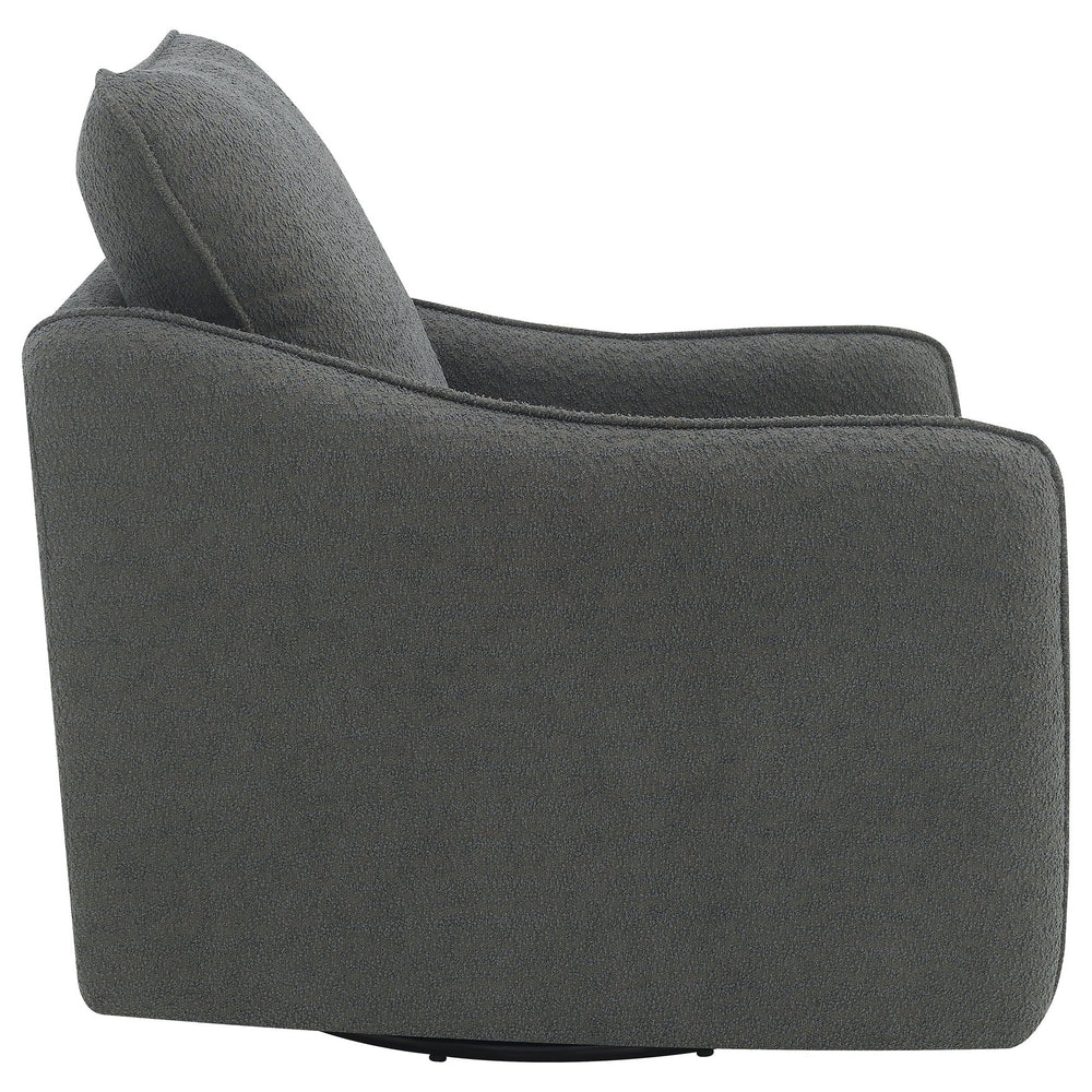 English Elm Nikko Charcoal Upholstered Swivel Chair with Plush Bouclé, Glide Motion, Sloping Arms & Cozy Cushions B062P353269