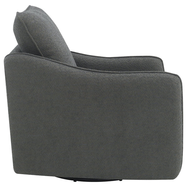 English Elm Nikko Charcoal Upholstered Swivel Chair with Plush Bouclé, Glide Motion, Sloping Arms & Cozy Cushions B062P353269