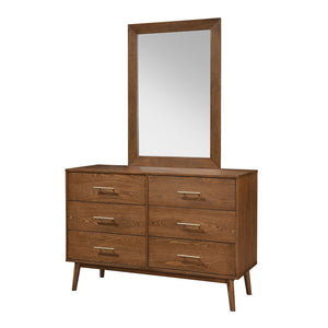 English Elm Walnut Mid-Century 5-Drawer Chest with Nickel Bar Pulls, Solid Wood Veneer, Anti-Tip System, 33.5"W x 17.5"D x 47.5"H Walnut 50 L x 21 W x 30 H B2741P361151