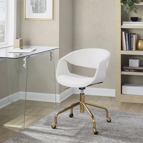English Elm Task Chair with Chrome Five Star Base Grey Fabric Seat for Modern Home Office Use Gold,White B202P474188