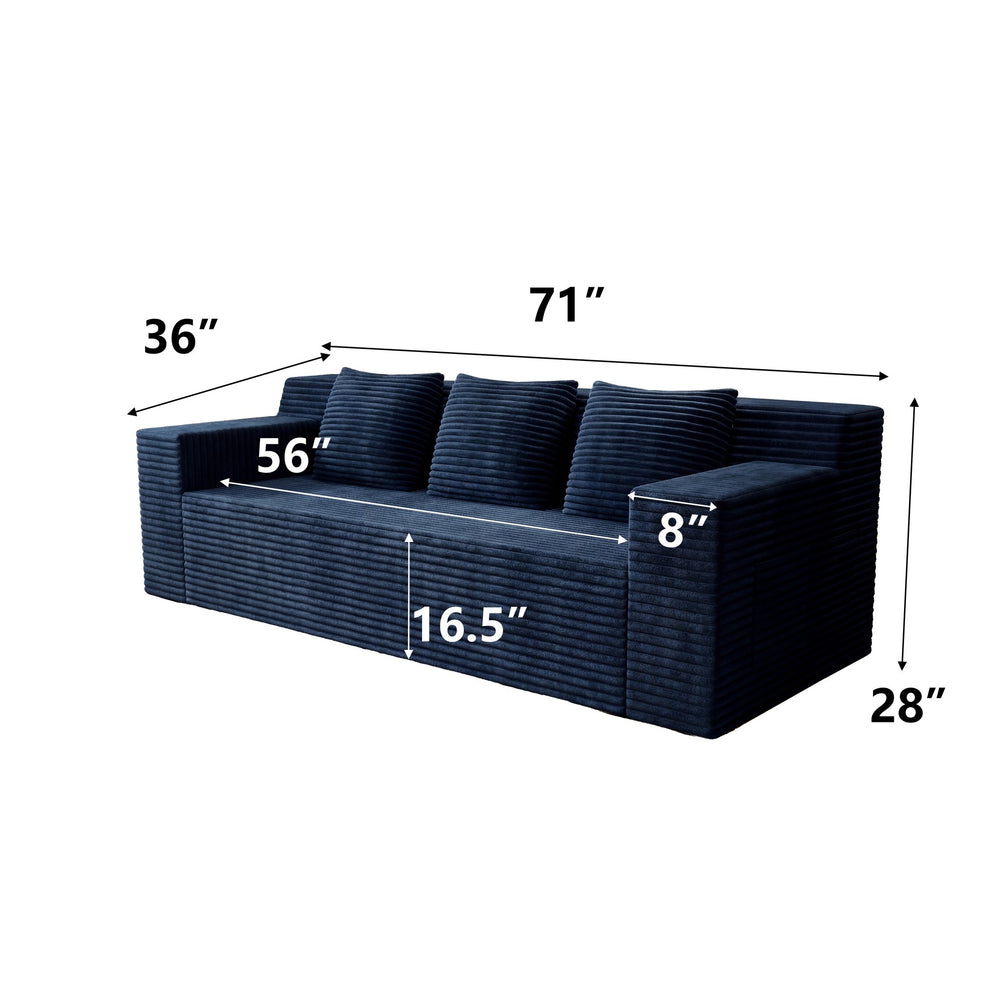 English Elm 71" Corduroy Tufted Loveseat with Deep Seat and Curved Back for Compact Living Spaces Aged Blue W5571P440911