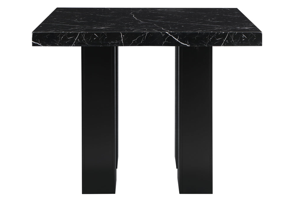 English Elm MIKHA Solid Wood Black Bar Table with Extra Thick Top & 4 Upholstered Black Bar Stools, Chic Transitional Design B201S00142