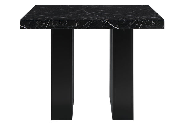English Elm MIKHA Solid Wood Black Bar Table with Extra Thick Top & 4 Upholstered Black Bar Stools, Chic Transitional Design B201S00142