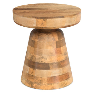 English Elm Robbie Solid Mango Wood Round Accent Table Sculptural Boho Side for Living Room Natural B136P420291