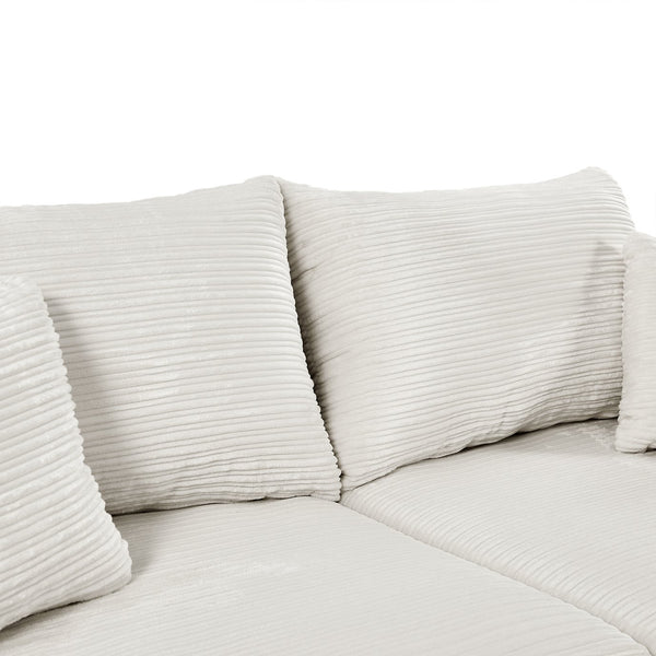 English Elm 95.3" Modular 3-Seater Sectional Sofa With Storage, Usb Ports, Cup Holders & Movable Ottoman, Beige N719S001612A