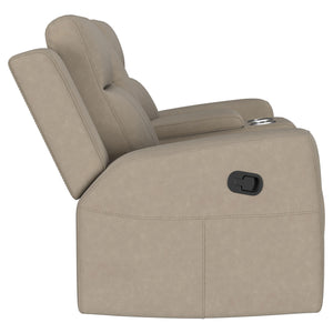 English Elm Slater Faux Leather Manual Reclining Sofa Set with Track Arms for Living Rooms Taupe B062S01425