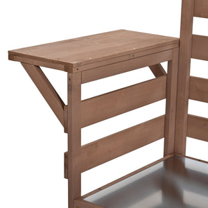 English Elm Topmax Modular Fir Wood Outdoor Kitchen Cart Stainless Steel Prep Station Brown N717P417963D