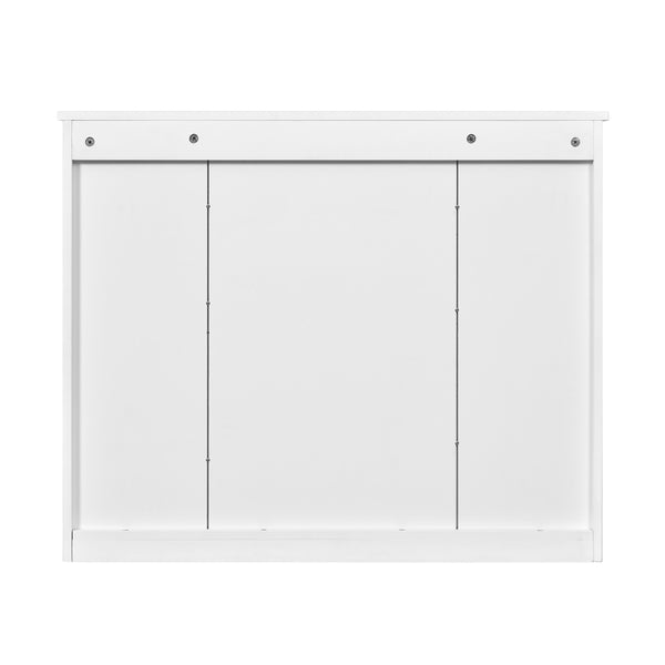 English Elm Bathroom Wall Cabinet with Mirror and 5 Shelves — Wall-Mounted Medicine Cabinet, Modern Storage Solution White N710P252503K