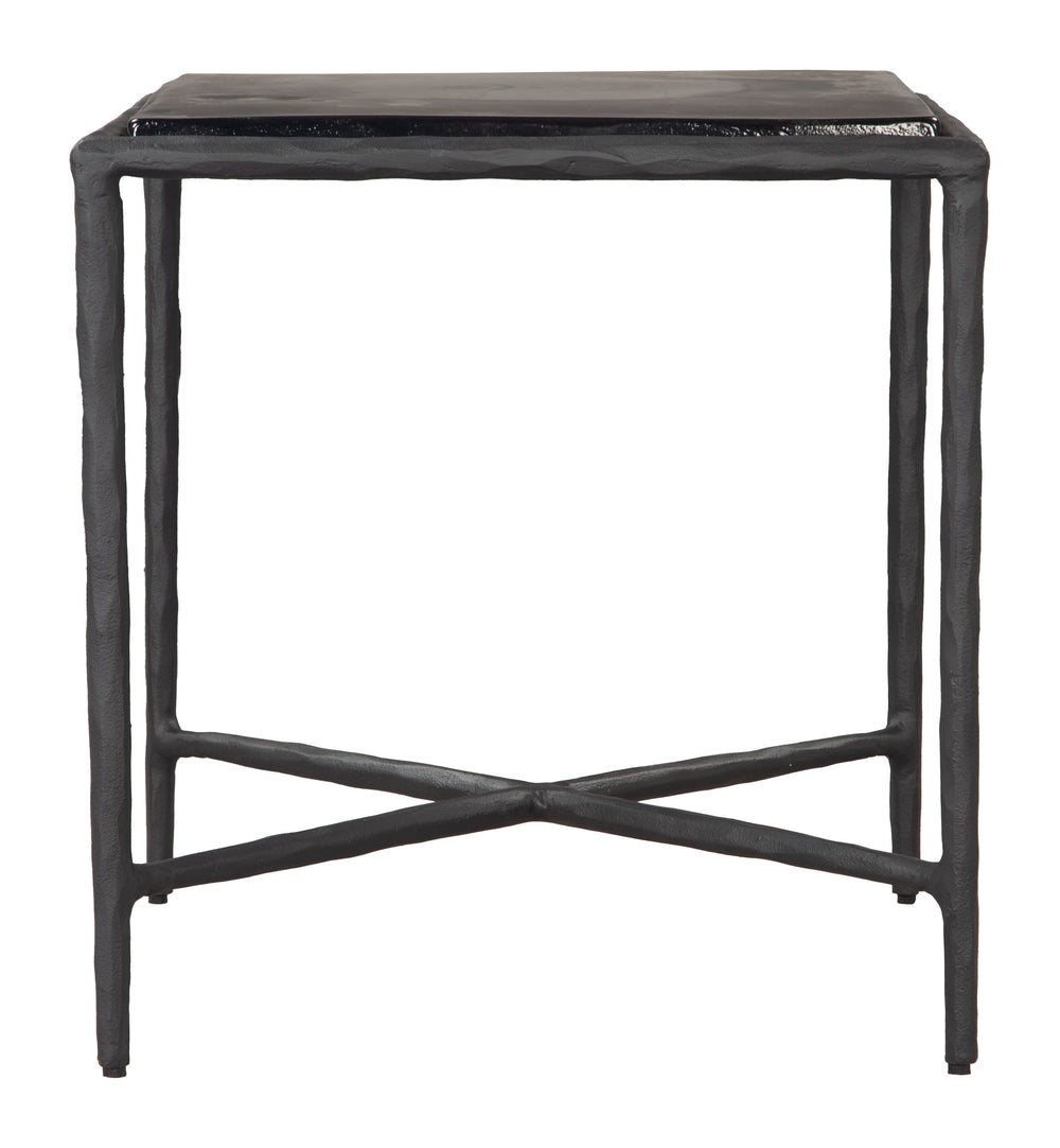 Zuo Modern Cloe Side Table Black - Modern Recycled Glass Design For Stylish Living Room & Bedroom Decor Black Recycled Sand Cast Glass,Aluminum 110619-zuo-modern