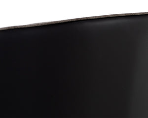 Sunpan Asher Lounge Chair – Modern Barrel Back Design with Black Steel Legs and Elegant Gold Foot Caps Sparrow Grey / Napa Black