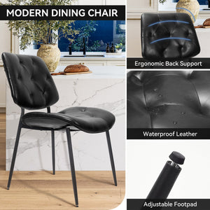 English Elm Dining Chairs Set Of 2 - Ergonomic Black Pu Leather, Thick Cushioned Modern Side Chairs For Comfort T3950P394501