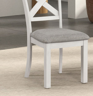 English Elm Modern Rustic White Oak 2pc Side Chairs — Farmhouse Cross-Back Cushioned Dining Seats, 18.5" HT B2741P323128