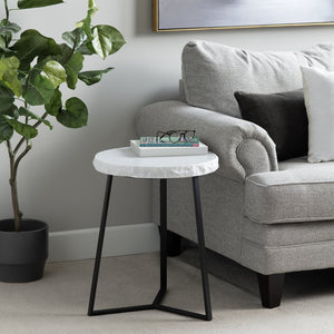 Crestview Collection Contemporary Round Marble Accent Table - Modern Industrial Design For Stylish Living Room Decor Black Marble Cvfnr4810