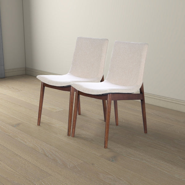 English Elm Ravel Upholstered Dining Chair Set Padded Beige Polyester Solid Wood Frame Pair B183P255321