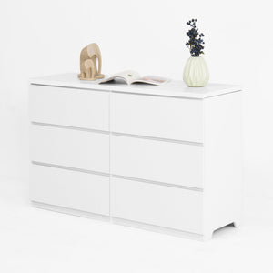 English Elm Modern Six Drawer Dresser with Wave Panel Fronts Handleless Design for Bedroom W409P371346
