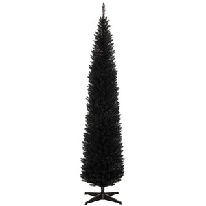English Elm Homcom 8' Slim Pencil Christmas Tree With 618 Realistic Branch Tips - Elegant Black Holiday Decor W2225P249617