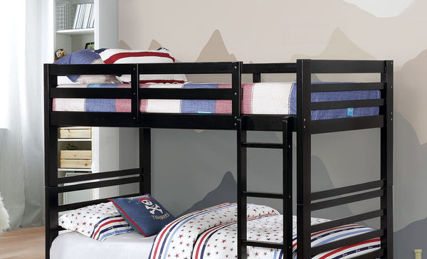 English Elm Classic Twin Over Twin Bunk Bed with Mission Style Headboards, Sturdy Block Supports & Drawers Black 18 L x 40 W x 4 H B2741S00336